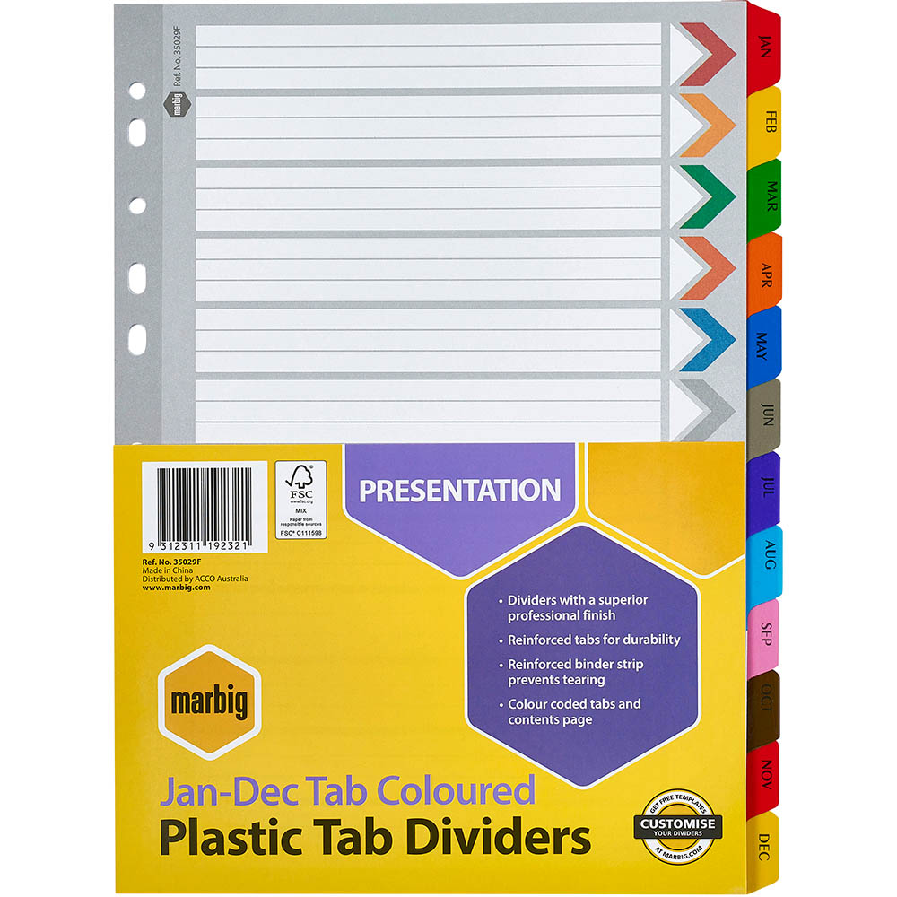 Manilla Dividers Brights Pastels and Whites