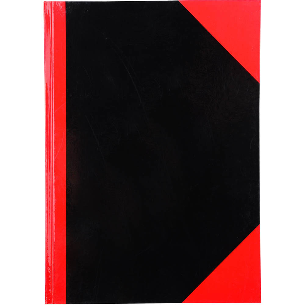 BLACK AND RED NOTEBOOK CASEBOUND RULED 200 PAGE A5 GLOSS COVER