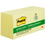 POSTIT 654RP 100 RECYCLED GREENER NOTES 76 X 76MM YELLOW PACK 12
