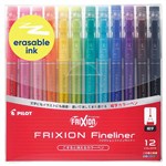 PILOT FRIXION ERASABLE FINELINER MARKER ASSORTED PACK 12