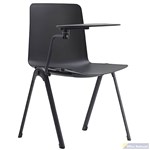 ARIA 4 LEG CHAIR METAL FRAME WITH RIGHT HAND TABET ARM BLACK