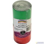 RAINBOW CORRUGATED SCALLOPED BORDER ROLL 60MM X 10M METALLIC REDGREEN