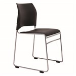 BURO MAXIM SLED BASE CHAIR WITH REFLECTIVE SILVER FRAME BLACK PU