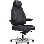 DAL CONTROLMASTER HEAVY DUTY CHAIR ADJUSTABLE ARMS AND HEADREST BLACK LEATHER