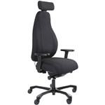 SERATI HIGH BACK CHAIR PROCONTROL SYNCHRO 3D HEADREST ADJUSTABLE ARMREST BLACK ALUMINIUM BASE FOOTPLATES GABRIEL BLACK FABRIC