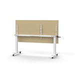 RAPIDLINE BOOST HEIGHT ADJUST FLIP TOP TABLE 1500 X 750 X 725MM NATURAL OAK TOP AND WHITE PC FRAME