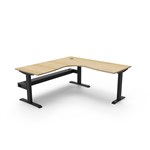 RAPIDLINE BOOST STATIC CORNER WORKSTATION WITH CABLE TRAY 1800 X 1800MM NATURAL OAK TOP  BLACK FRAME