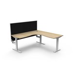 RAPIDLINE BOOST STATIC CORNER WORKSTATION WITH SCREEN 1500 X 1500MM NATURAL OAK TOP  WHITE FRAME  BLACK SCREEN