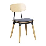 DURAFURN AUSTIN CHAIR BLACK PU VINYL SEAT NATURAL BACKREST 500 X 550 X 450MM