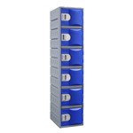 STEELCO HEAVY DUTY HDPE LOCKER 6 TIER FULL HEIGHT 1800 X 385 X 500MM