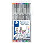 STAEDTLER 308 PIGMENT LINER FINELINER 03MM ASSORTED PACK 6