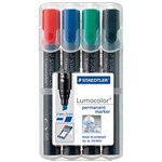 STAEDTLER 350 LUMOCOLOR PERMANENT MARKER CHISEL 50MM ASSORTED WALLET 4
