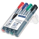 STAEDTLER 352 LUMOCOLOR PERMANENT MARKER BULLET 20MM ASSORTED WALLET 4