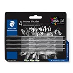 STAEDTLER PIGMENT BRUSH PEN INTENSE BLACK SET PACK 4