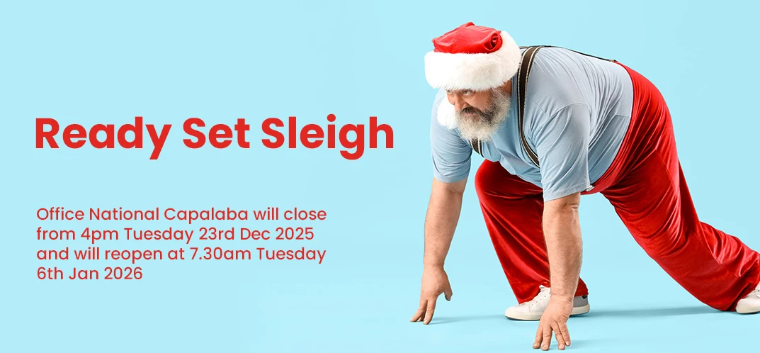 Ready Set Sleigh. Santa pretending to race.